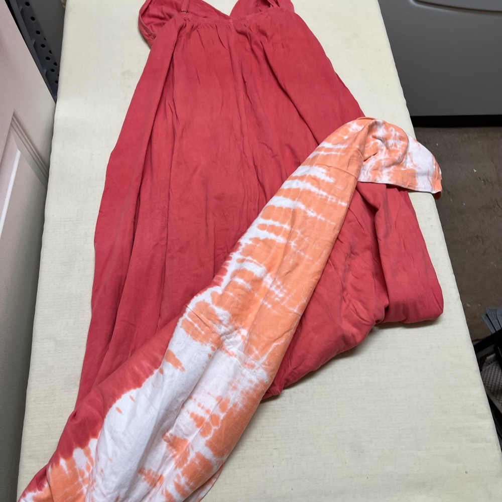 Gypsy 05 S pink coral orange tie dye cotton maxi dress - Picture 10 of 15